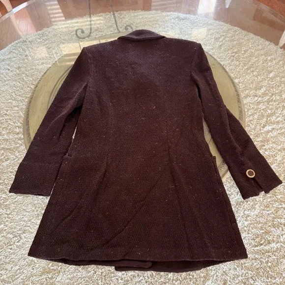 St John Collection Vintage Tweed Brown Speckle Knit Double Breasted Pea Coat 10 - Picture 5 of 10